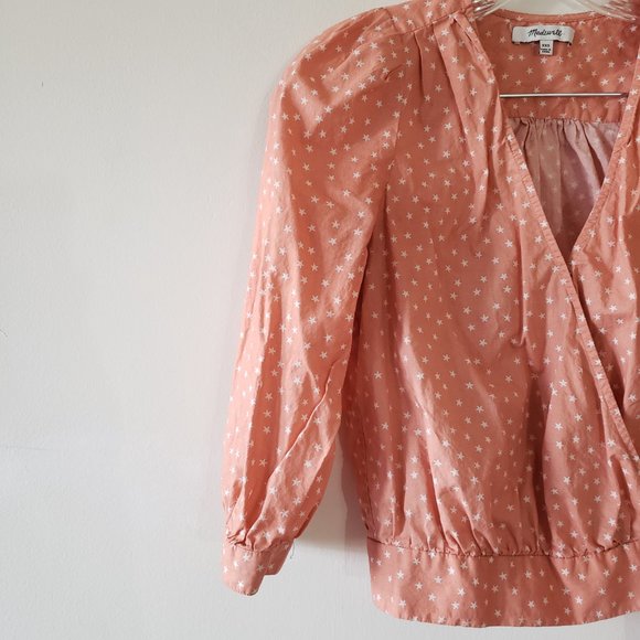 Madewell Peach Orange Coral Star Wrap Top XXS - Picture 4 of 8